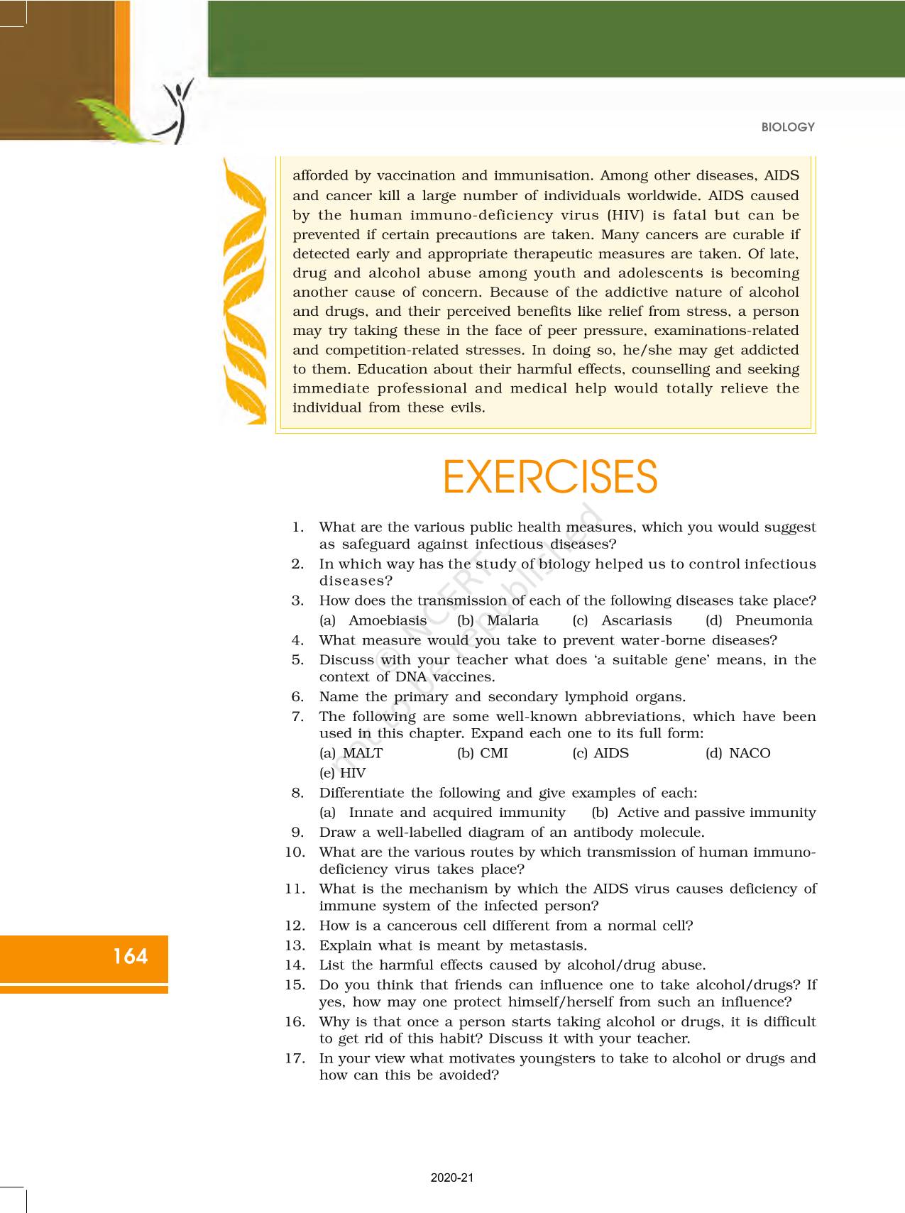 Human Health And Disease - NCERT Book Of Class 12 Biology